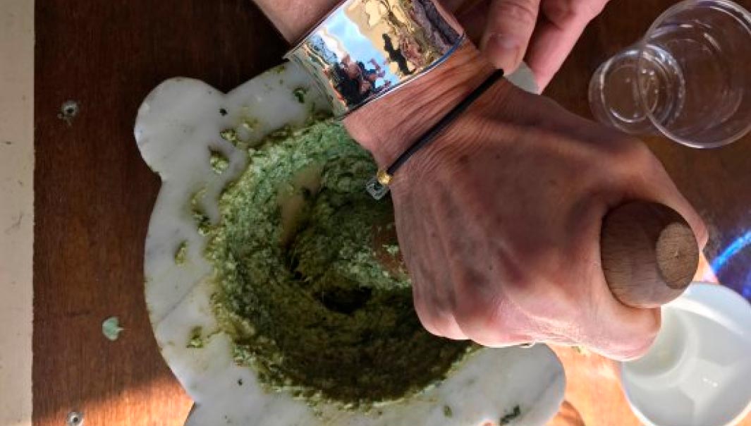 Pesto making